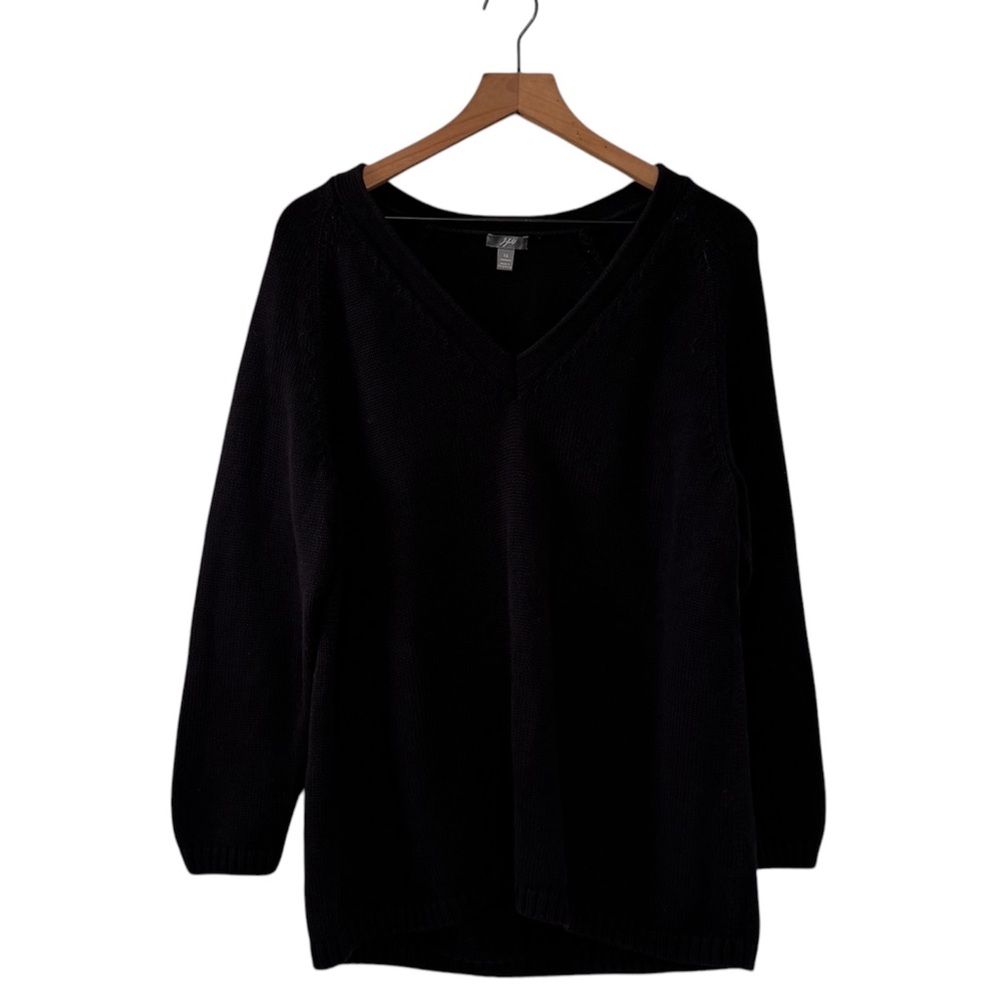 J Jill Cotton V Neck Knit Tunic Sweater 1X